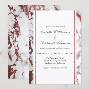 Convites Celebração de Casamento de Marble Dourado, Trendy 
