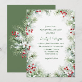 Convites Celebração de Casamento de Pinheiro de Inverno e F