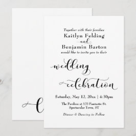 Convites Celebração de Casamento Elegante Escrito em Preto 