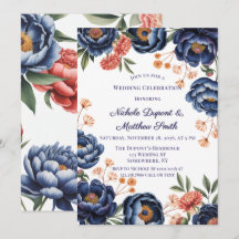 Celebração de Casamento Floral Azul-Marinho e Lara