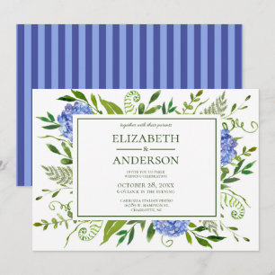 Convites Celebração de Casamento Floral com Hortênsias Azui
