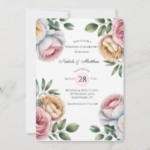 Celebração de Casamento Floral Rosa e Bege Blush e