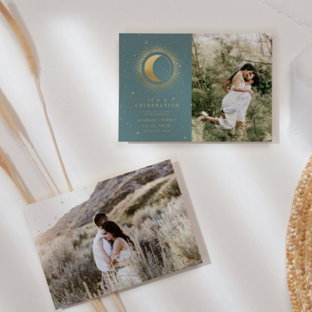 Convites Celebração de Casamento Fotográfico Pastel Celesti (Criador carregado)