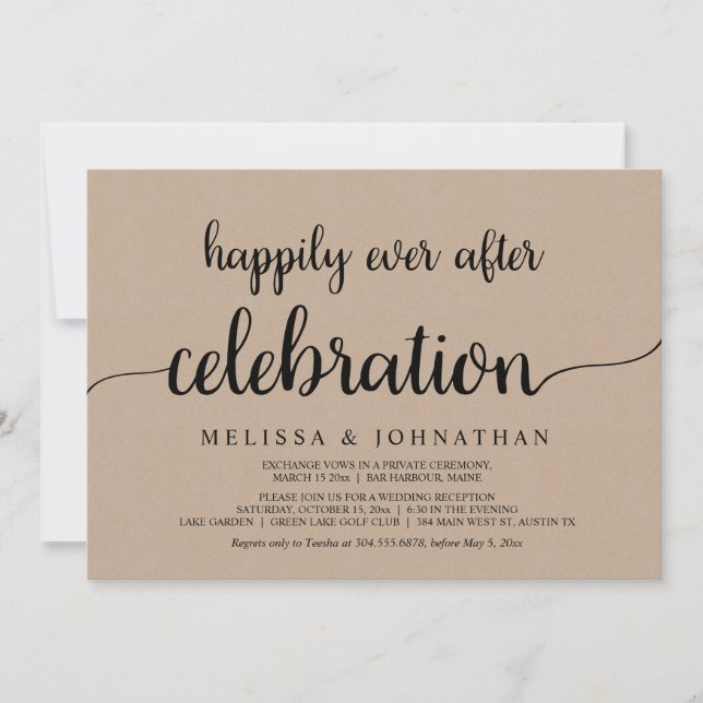 Convites Celebração de Casamento Fuga Feliz para Sempre (Frente)