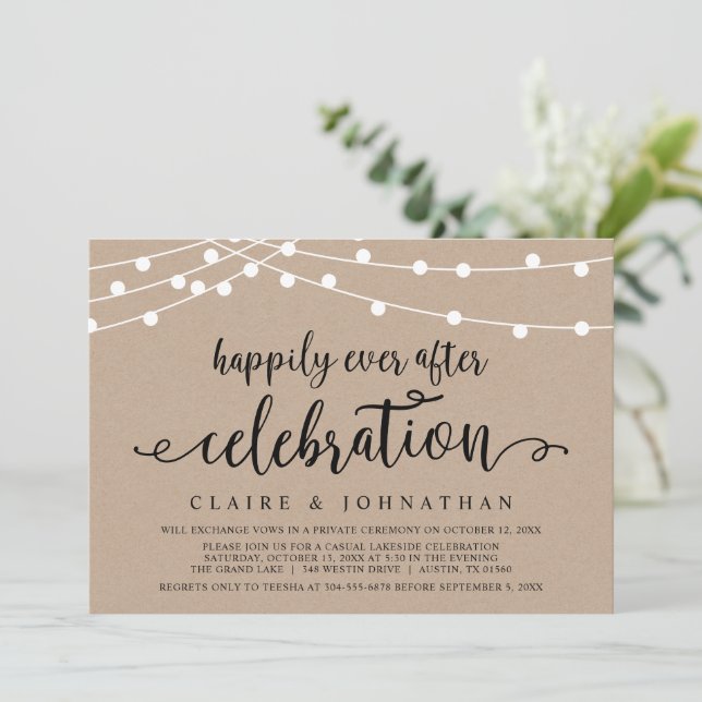 Convites Celebração de Casamento Fuga Feliz para Sempre (Em pé/Frente)