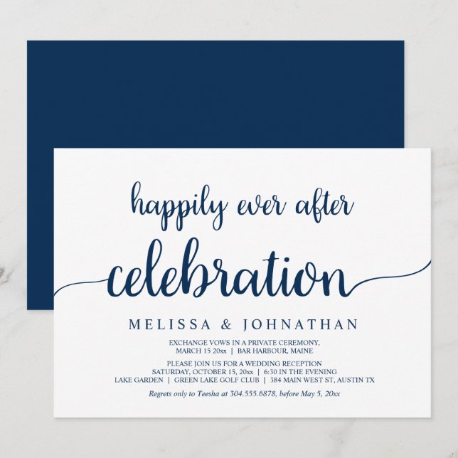 Convites Celebração de Casamento Fuga Feliz para Sempre I (Frente/Verso)