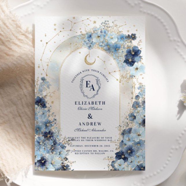 Convites Celebração de Casamento Luxuoso Boho Celestial (Criador carregado)