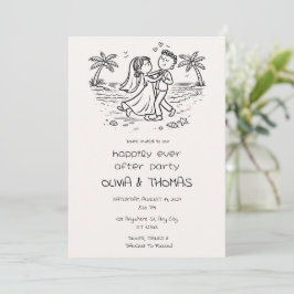 Convites Celebração de Casamento na Praia Feliz para Sempre
