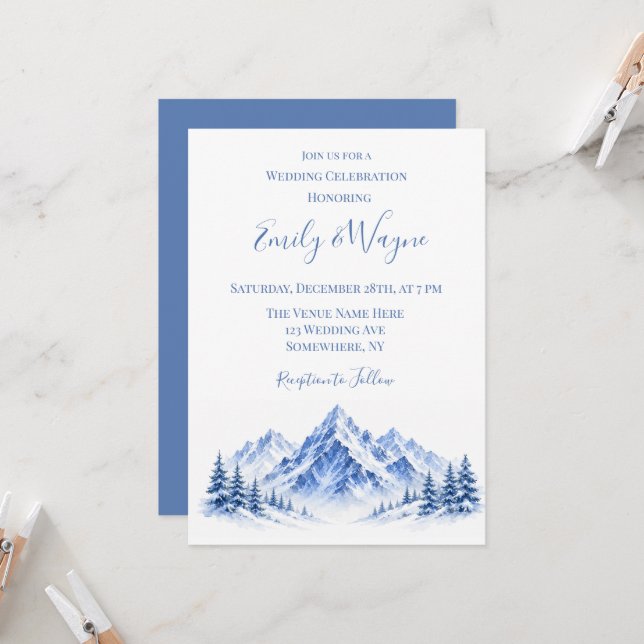 Convites Celebração de Casamento nas Montanhas Azuis Nevada (Frente/Verso In Situ)