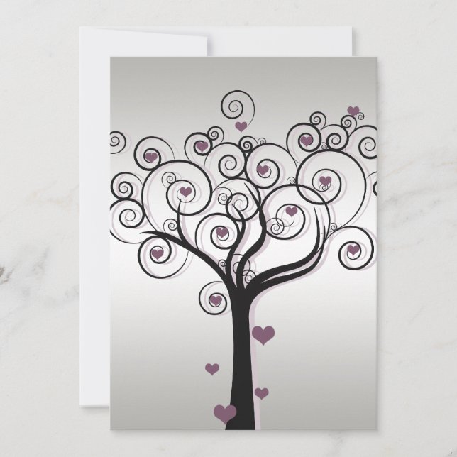 Convites Celebração de Casamento Pós Purple Silver Black (Frente)