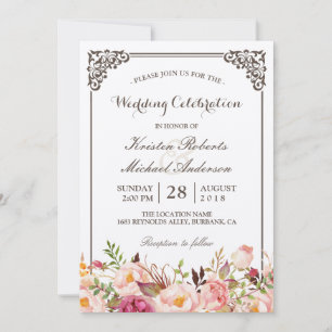 Convites Celebração de Casamento Real Kraft da Rústica F