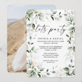 Convites Celebração de Casamento Simples com Verde e Aquare