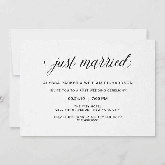 Convites Celebração de Casamento Tipografia Simples Elegant (Frente)