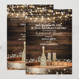 Convites Celebração de Champanhe com Barril de Madeira Rúst