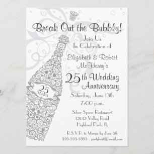 Convites Celebração de Champanhe por 25 anos