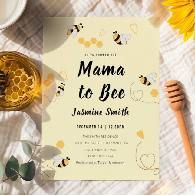 Convites Celebração de Chás de Bebê Favo de Mel Mama To Bee (Criador carregado)