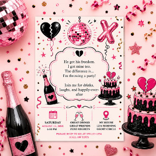Convites Celebração de Divórcio Rosa e Preto