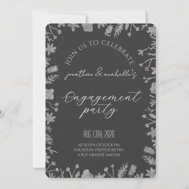 Convites Celebração de Engajamento de Flor de Aquarela Eleg (Frente)