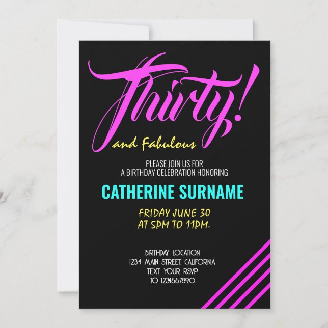 Convites Celebração de Festa de aniversário fabulosa de 30 (Frente)