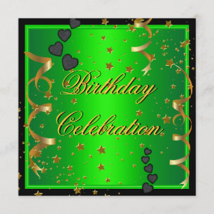 Convites Celebração de Festa de Aniversário Verde Lima Dour