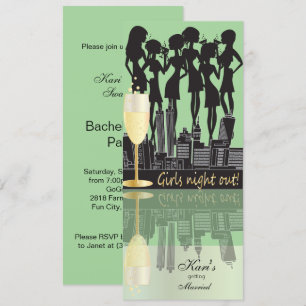 Convites Celebração de Festa de Noite das Meninas  Verde-