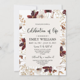 Convites Celebração de flor selvagem Convocação Funeral