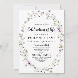 Convites Celebração de flor selvagem Convocação Funeral