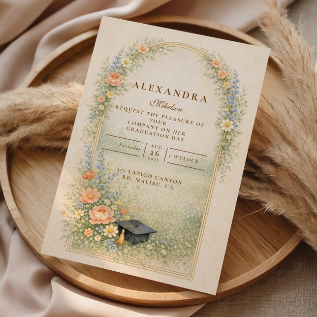 Convites Celebração de Formatura com Rosa de Jardim (Criador carregado)