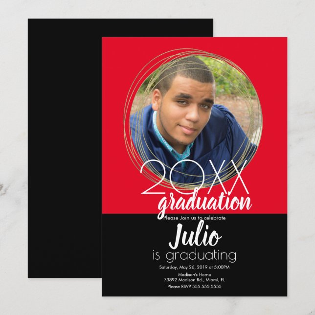 Convites Celebração de Formatura Moderna em Foto com Duas C (Frente/Verso)