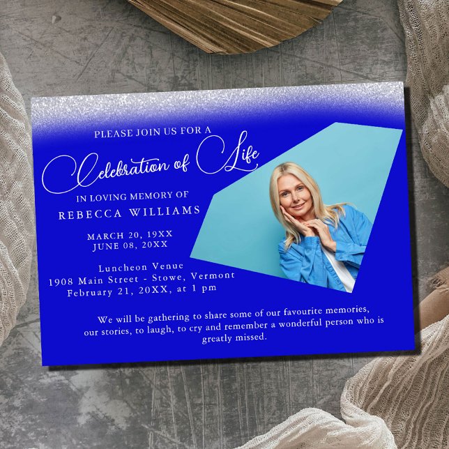 Convites Celebração de Foto Azul Mínima da Vida (Criador carregado)