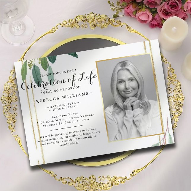 Convites Celebração de Foto Botânica de Folhagem Moderna (Criador carregado)