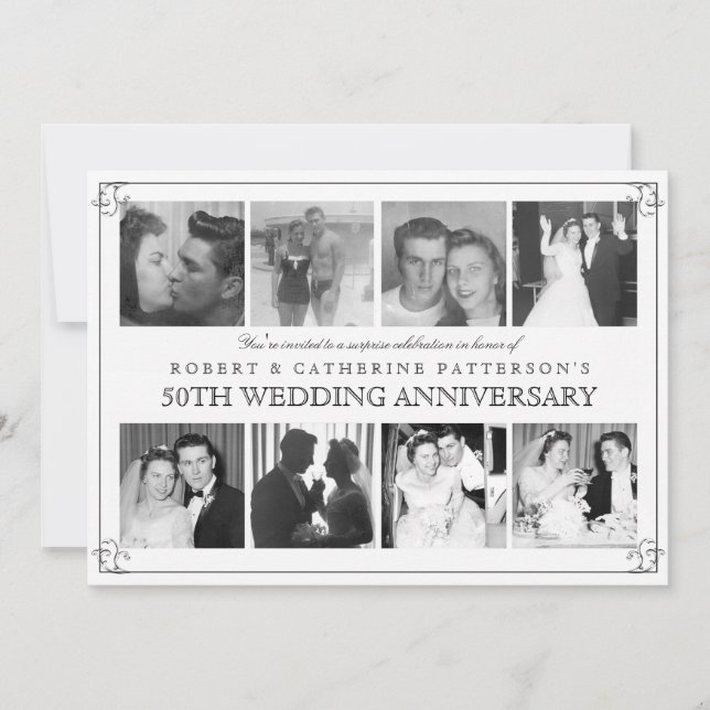 Convites Celebração de Foto de Bodas de Ouro 50 Anos (Frente)