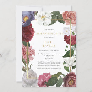 Convites Celebração de Funeral Elegante Flor de Rosa