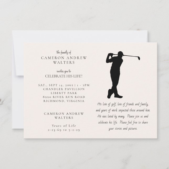 Convites Celebração de Golfe da Vida (Frente)
