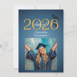 Convites Celebração de Graduação da Turma de 2026 Azul Mode