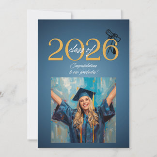 Convites Celebração de Graduação da Turma de 2026 Azul Mode