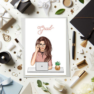 Convites Celebração de Graduação Moderna para Mulher Elegan