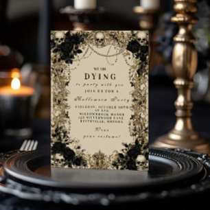 Convites Celebração de Halloween Caveira e Rosas Elegância
