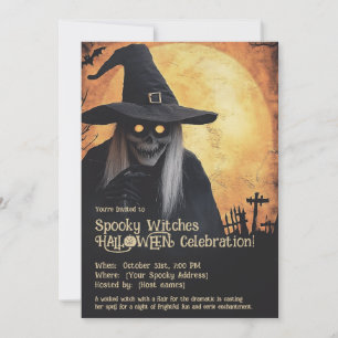 Convites Celebração de Halloween das Bruxas Assustadoras