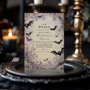 Convites Celebração de Halloween de Morcegos e Estrelas Gót