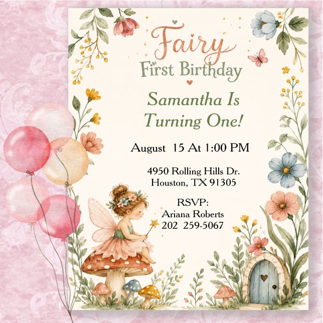 Convites Celebração de Jardim no Primeiro Aniversário da Fa (Criador carregado)