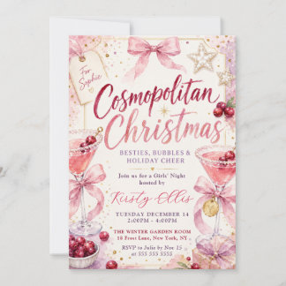 Convites Celebração de Melhores Amigas de Natal Cosmopolita