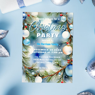 Convites Celebração de Natal do Pinheiro Festivo e Ornament