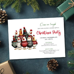 Convites Celebração de Natal em Aquarela de Frangos Excêntr