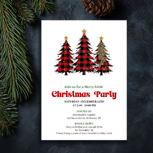 Convites Celebração de Natal Xadrez Vermelho e Preto Capric