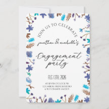 Celebração de Noivado com Flor de Aquarela Elegant