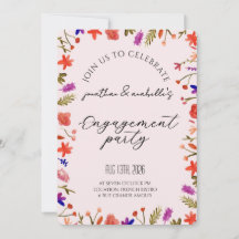 Celebração de Noivado com Flor de Aquarela Elegant