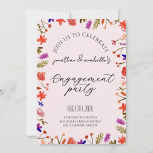 Convites Celebração de Noivado com Flor de Aquarela Elegant