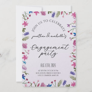 Convites Celebração de Noivado com Flor de Aquarela Elegant