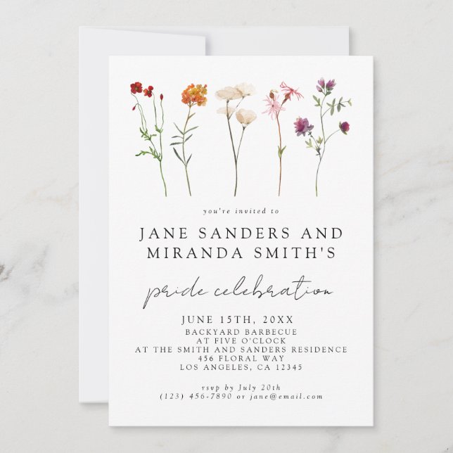 Convites Celebração de Orgulho gay Floral Lésbica de Flor S (Frente)